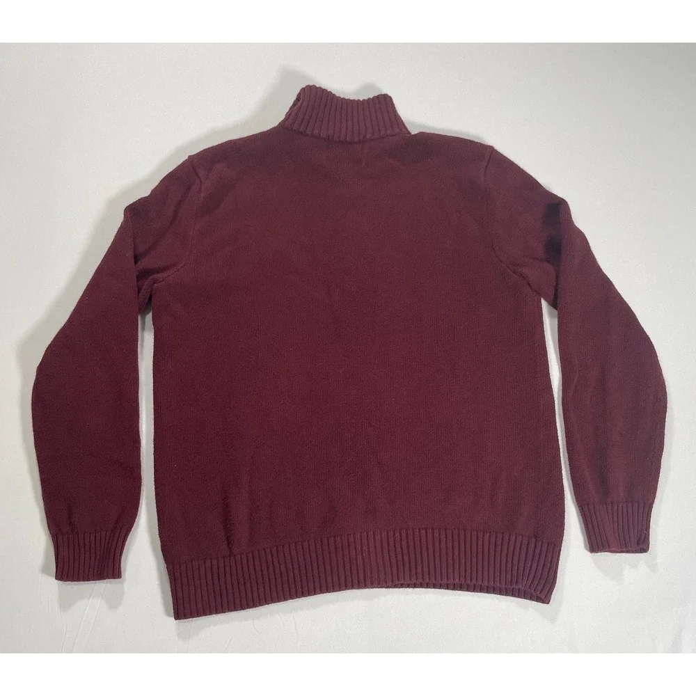 Polo Ralph Lauren Jacket Mens Medium Maroon 1/4 Zip Sweater Green‎ Pony Pullover